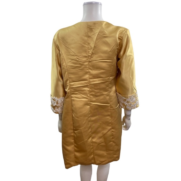 LT LanTing Bride 3/4 Sleeve Gold Ivory Lave Open Jacket - Picture 3 of 4